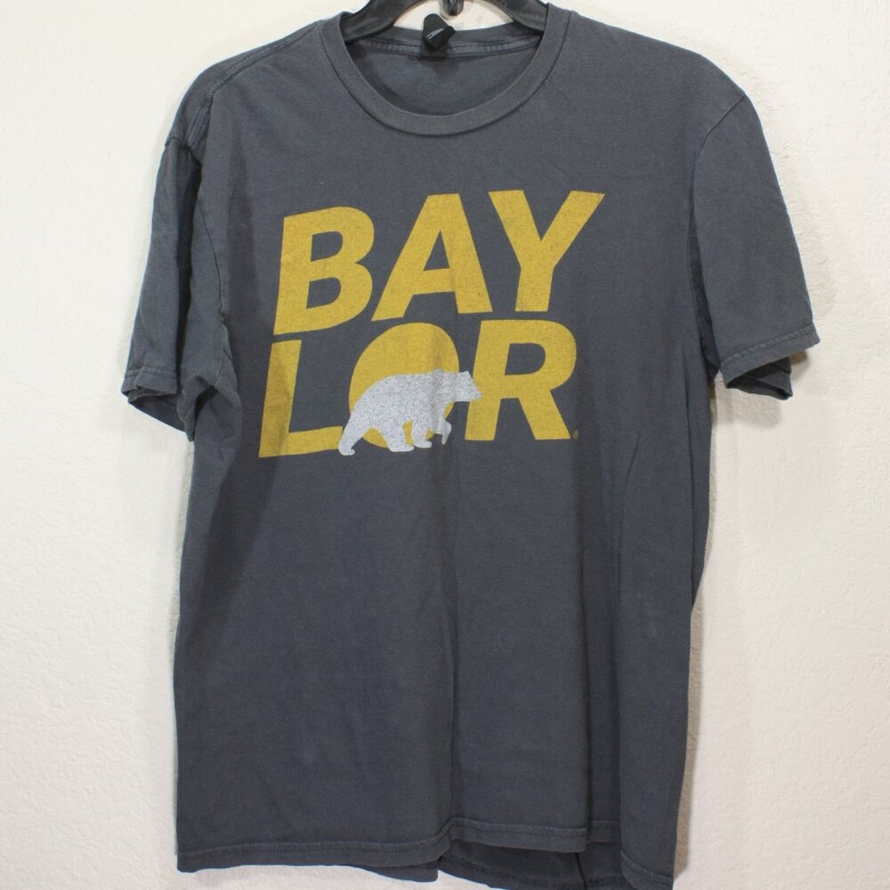 Baylor University Gray and Yellow Bear T-Shirt: Size Medium